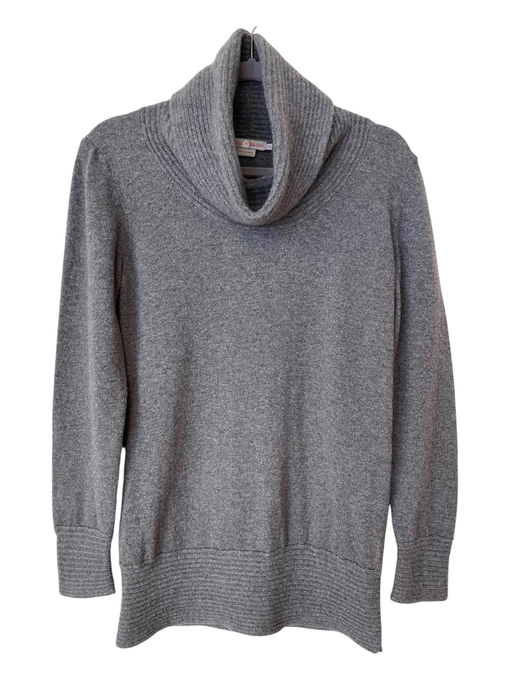 Luigi Baldo Womens 100% Cashmere Cowl Neck Sweater M Gray Quiet Luxury Italy